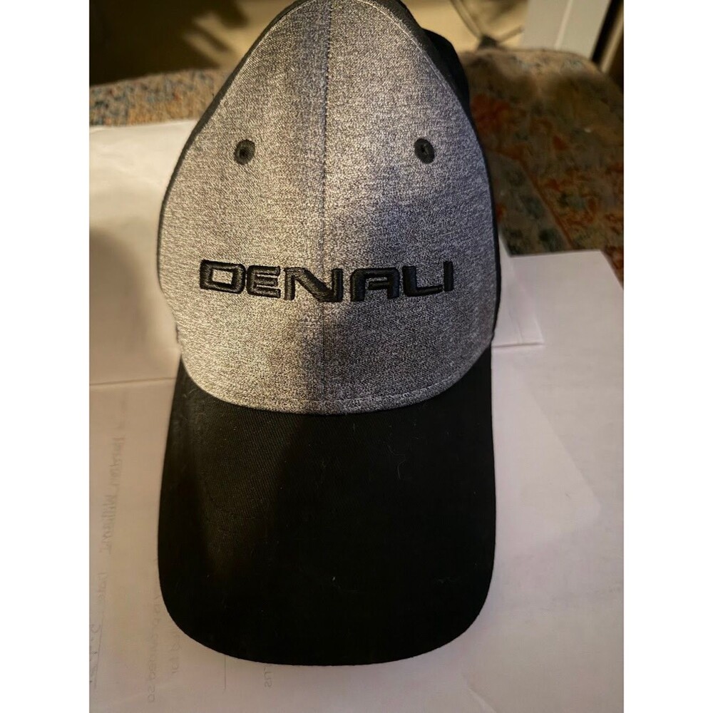GMC Denali Logo Baseball Cap Gray Black Adjustable Hook and Loop Strap Hat